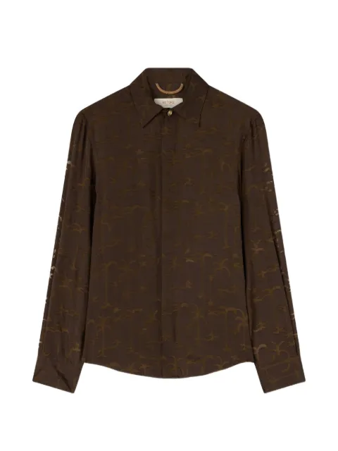 RETORI palm-jacquard long-sleeve shirt Brown 02WFATO007VF00