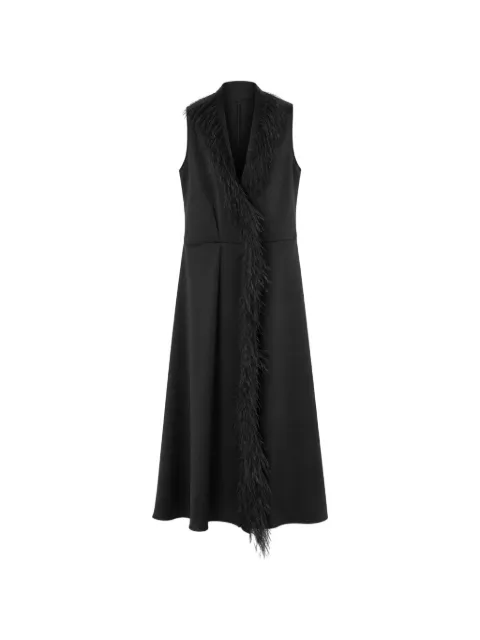 RETORI feather-trimmed midi dress Black 04WFADR019YU00