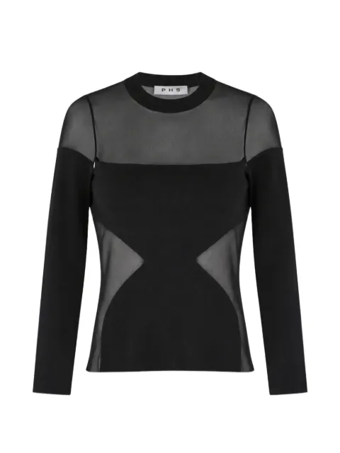 PH5 sheer-panel long-sleeve top Black RE26TP005BLK