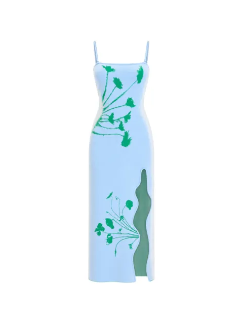 PH5 iris flower-print wavy-slit maxi dress Blue SS26DR042GRE