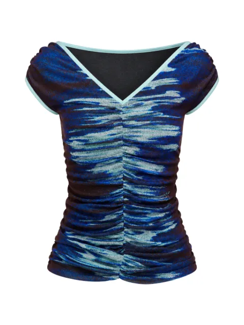 PH5 ruched Mahi Lake print top Blue RE26TP024BLU