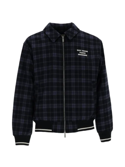 Drôle De Monsieur check-pattern slogan jacket Black PERMJT287WO050