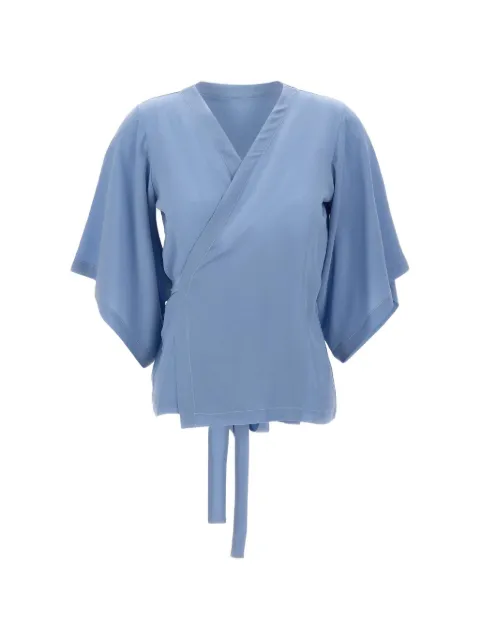 Kangra wrap silk blouse Blue 191568516