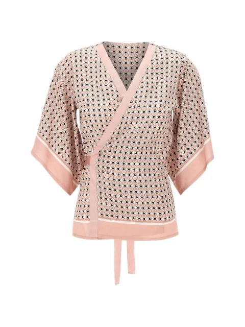 Kangra micro-print wrap-style blouse Pink 191068