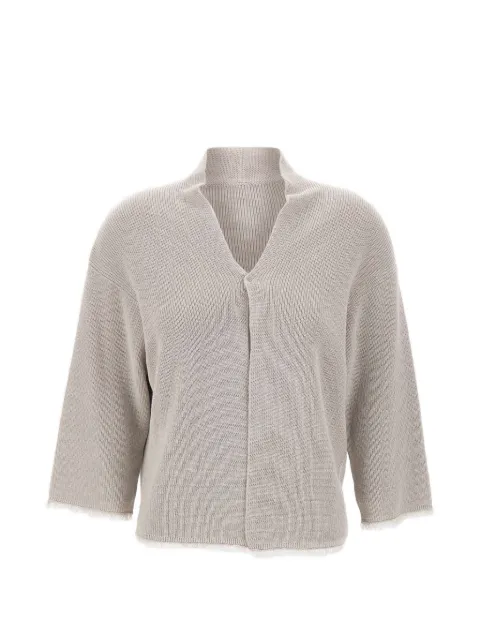 Kangra ribbed fringed-trim cardigan Neutrals 151004154