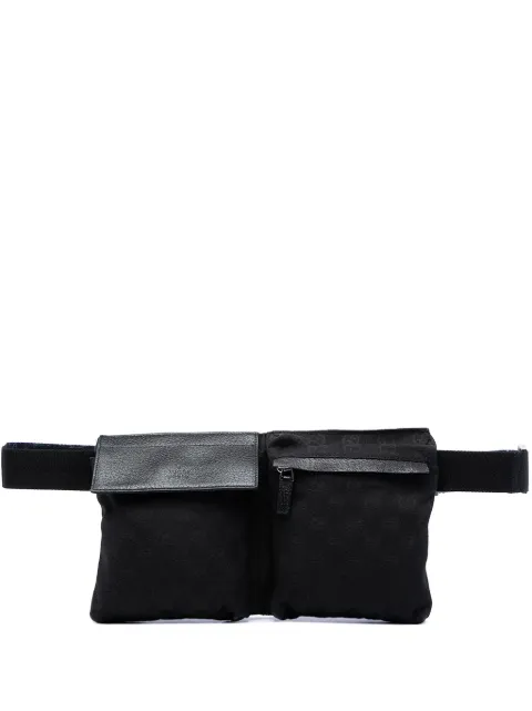 Gucci Pre-Owned 2000-2015 GG Canvas Double Pocket belt bag Black 624VERK0TMN2HQ3D