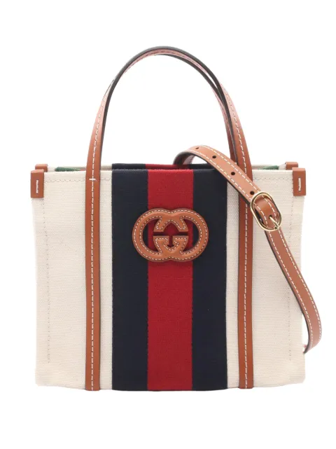 Gucci Pre-Owned 2016-2026 Mini Canvas Interlocking G satchel White 4N3O8BRSQDNAZTEF