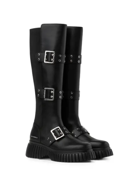 Karl Lagerfeld Kreeper wedge buckle knee boots Black KLL44490989
