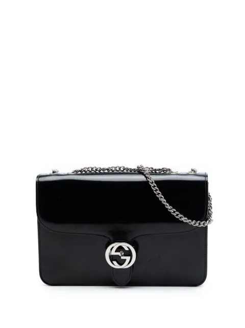 Gucci Pre-Owned 2016-2026 Medium Patent Interlocking G crossbody bag Black AEI4B9S3SYLA8KLM