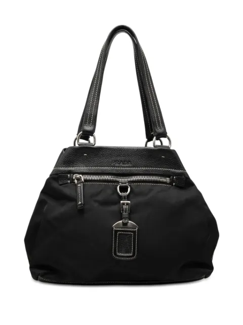 Prada Pre-Owned 2010-2026 Vitello Trimmed Tessuto tote bag Black YCQAQ3G1HOC1D3T4