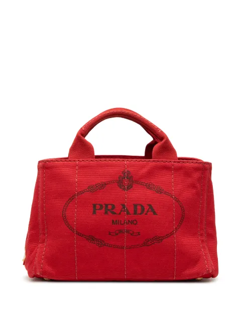 Prada Pre-Owned 2013-2026 Small Canvas Canapa Logo satchel Red XQUDXCOS2TOTVOAV