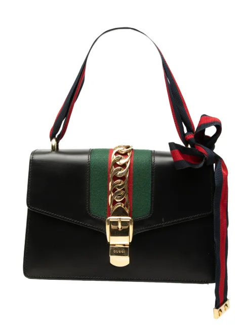 Gucci Pre-Owned 2000-2015 Small Leather Web Sylvie satchel Black A53CKPV0GE74P1I1