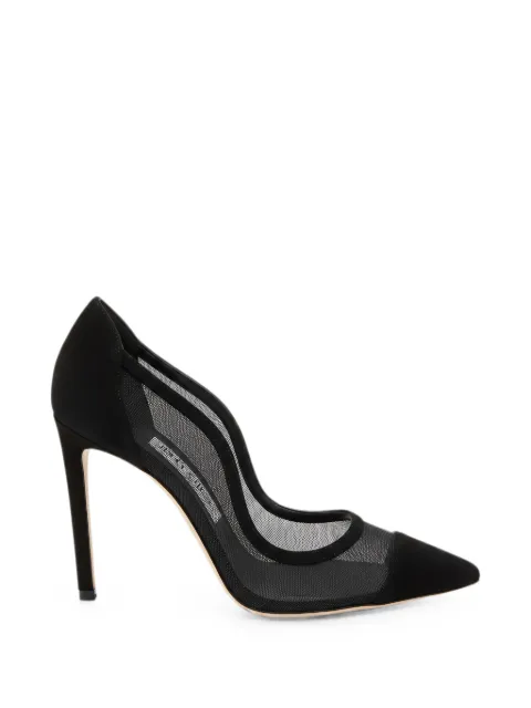 Jimmy Choo Brigitte mesh-panel suede heeled pumps Black J000183824