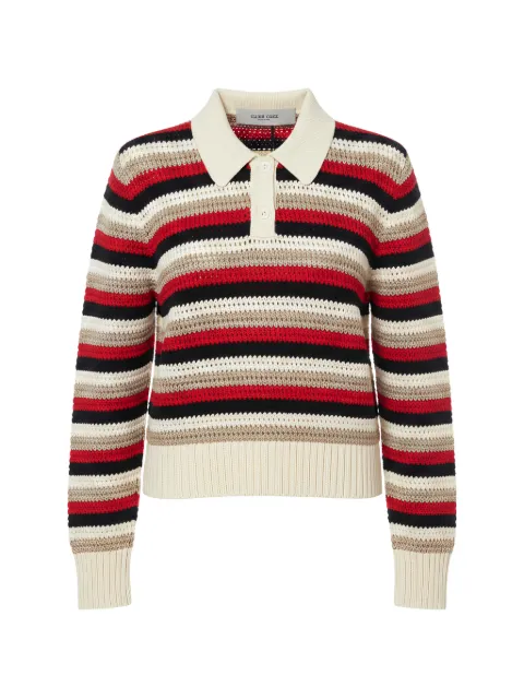 Golden Goose striped crochet-knit polo top Neutrals GWP02857P002680