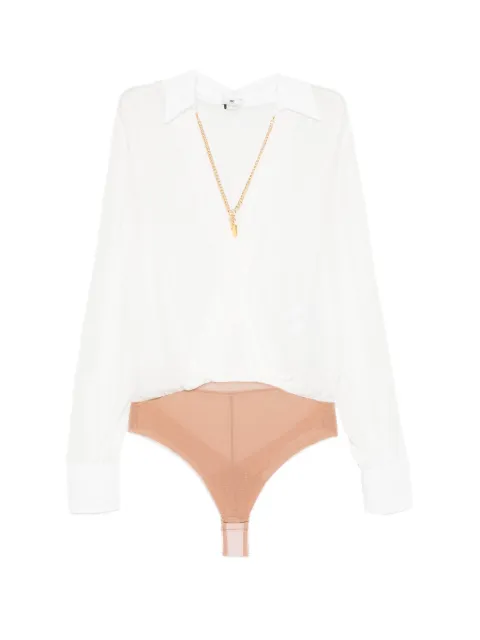 Elisabetta Franchi chain-detail wrap-front bodie White CB00966E2