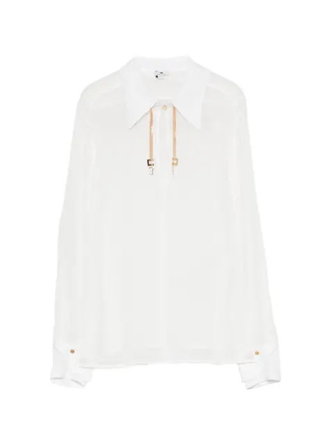 Elisabetta Franchi logo-plaque chain-detail blouse White CA19466E2