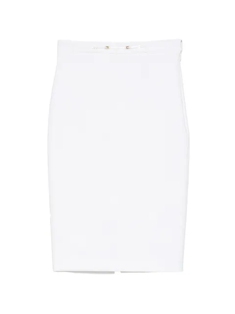 Elisabetta Franchi logo-plaque pencil midi skirt White GO22366E2