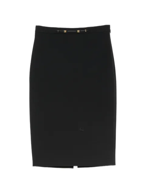 Elisabetta Franchi logo-plaque pencil midi skirt Black GO22366E2