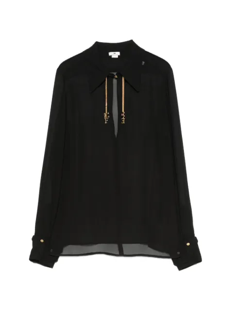 Elisabetta Franchi chain-detail long-sleeve blouse Black CA19466E2