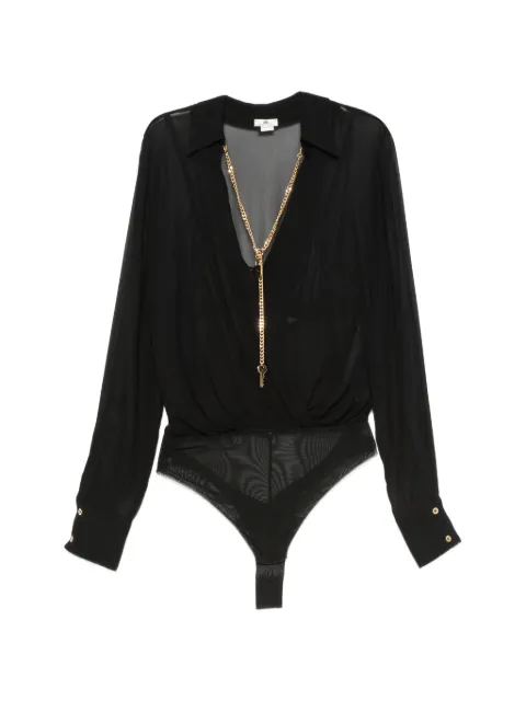 Elisabetta Franchi wrap-style long-sleeve bodie Black CB00966E2