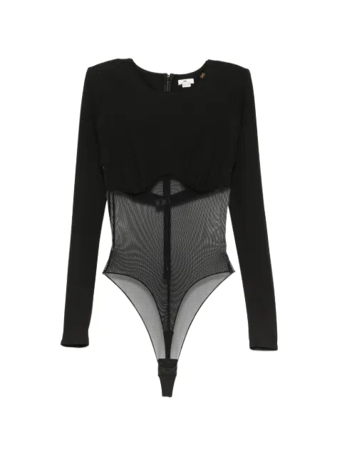 Elisabetta Franchi bodysuit in crêpe jersey and mesh tulle fabric Black BO02666E2