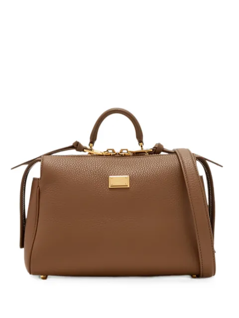 Dolce & Gabbana Vittoria logo-plaque leather tote bag Brown BB7939A0841