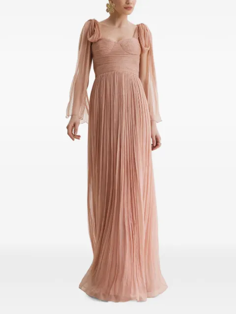 FRAMBOISE Tacoma pleated silk maxi dress Pink TACOMA