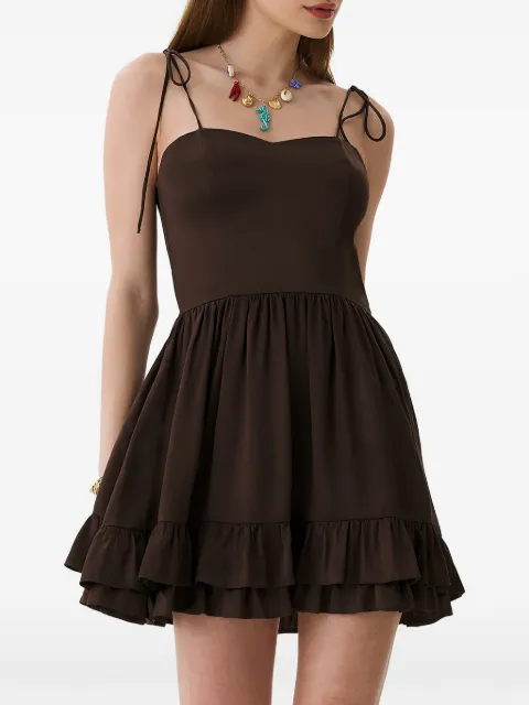 FRAMBOISE silk ruffled mini dress Brown CARLISHA