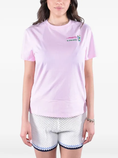 MC2 Saint Barth Emilie slogan-embroidered T-shirt Pink EMI0001