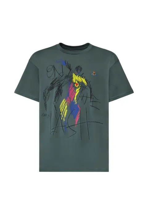 Vivienne Westwood graphic-print Orb-embroidered T-shirt Green 3G01005QJ00BLM411