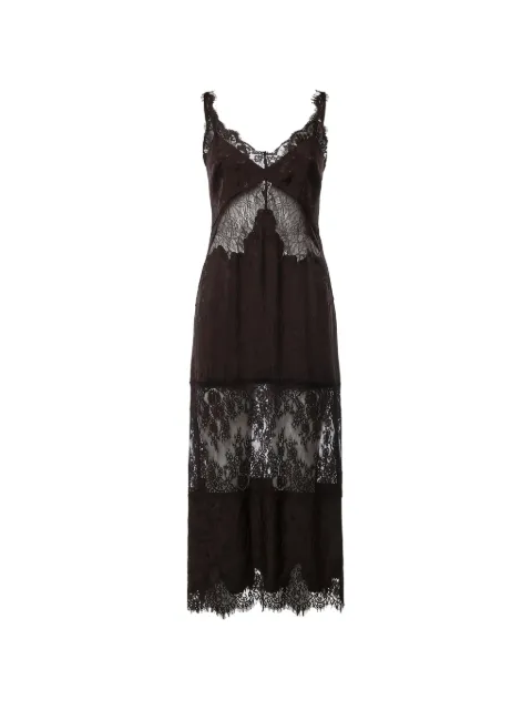 PINKO midi lace-trim floral-jacquard dress Brown 107347A3FC