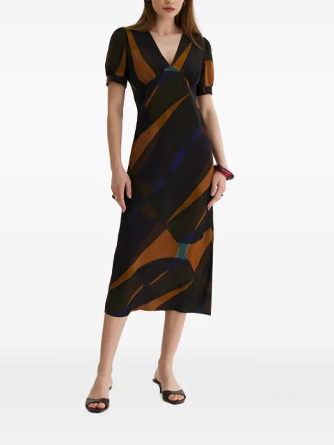 FRAMBOISE Brodie abstract-print midi dress Black BRODIE