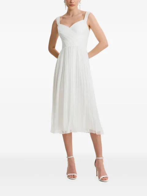 FRAMBOISE Arllen pleated lace-up midi dress White ARLLEN