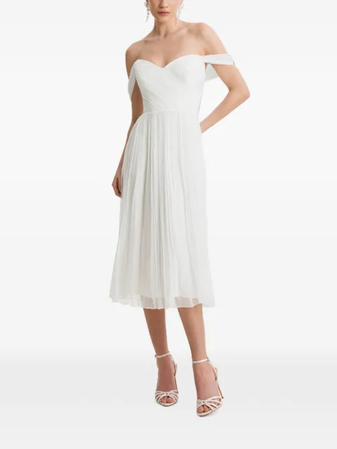 FRAMBOISE Canneline off-shoulder pleated midi dress White CANNELINE