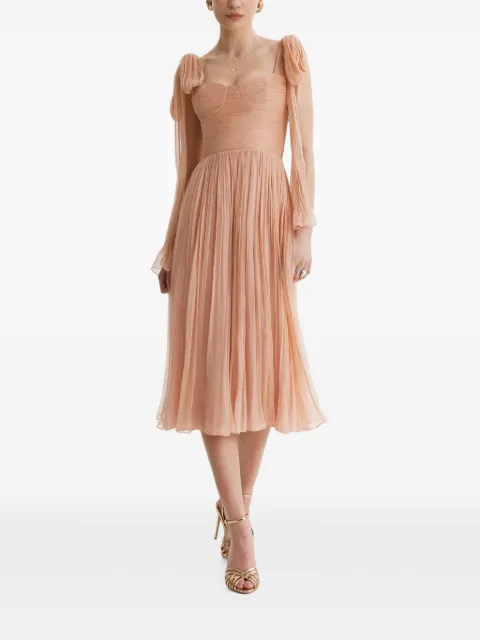 FRAMBOISE Floid pleated silk midi dress Pink FLOID