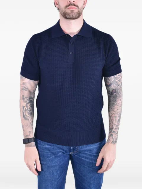 Kangra honeycomb-knit polo shirt Blue S6K301526
