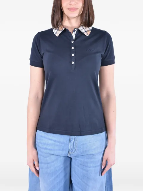 Barbour tartan-collar piqué polo shirt Blue LML0633