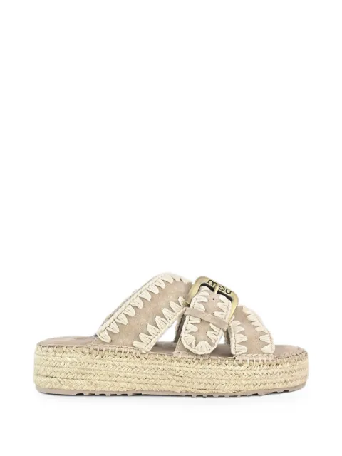 Mou crochet-stitch buckled sandals Neutrals MUSW641003A