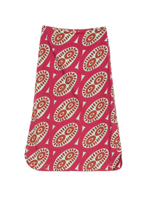 Themis Z Selena geometric-print side-slit midi skirt Pink SKR0000099