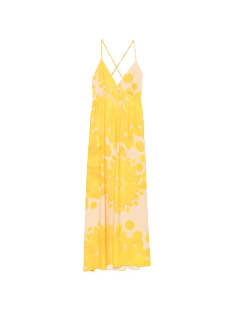 Themis Z Helia floral-print cross-back maxi dress Yellow DRS0000303