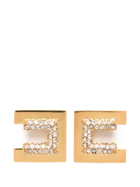 Elisabetta Franchi crystal-embellished logo-plaque earrings Gold OR23A66E2