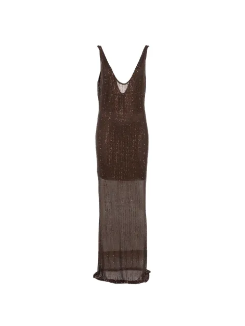 VENUJA sequin-embellished scoop-neck maxi dress Brown DS005CJVA02