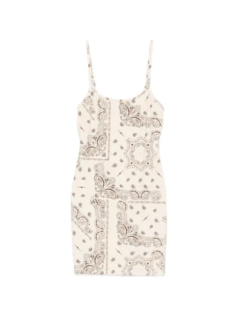 VENUJA paisley-print rhinestone-embellished mini dress Neutrals DS009BCRM02