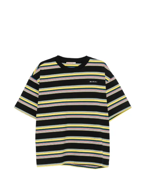 Marni striped logo-print cotton T-shirt Black HUJY0001S0UTC682