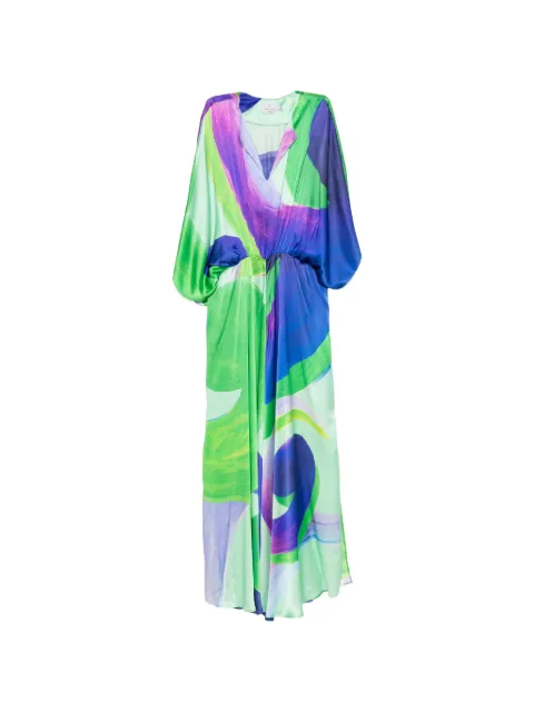 Themis Z Ianthe abstract-print silk maxi dress Green DRS0000302