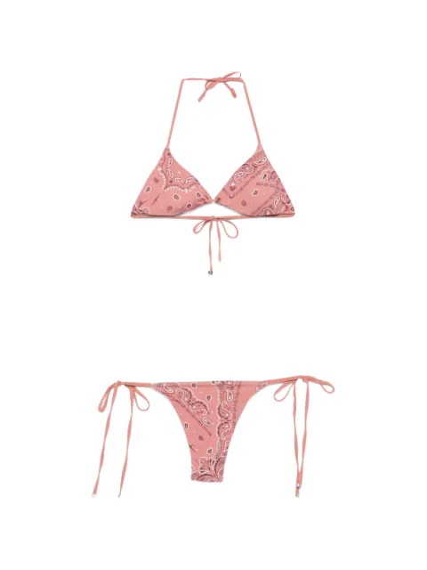 VENUJA paisley-print crystal-embellished bikini Pink BI009A