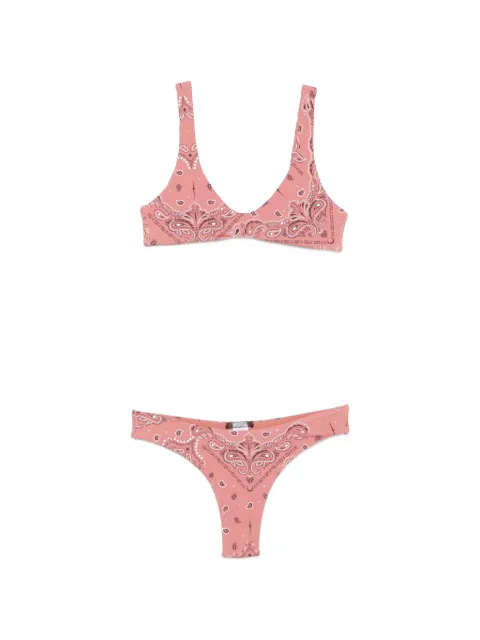 VENUJA paisley-print crystal-embellished bikini Pink BI009B