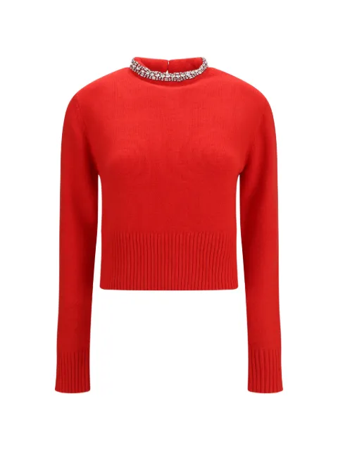 PINKO Berlino crystal-embellished ribbed-trim sweater Red 107274A3GI