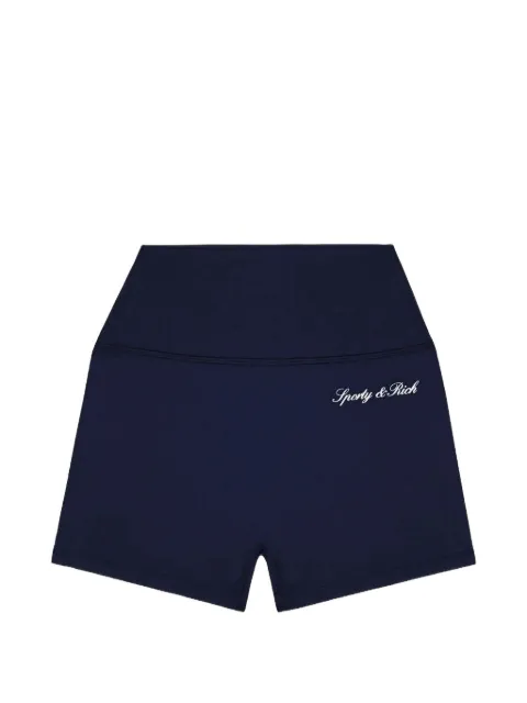 Sporty & Rich logo-print mini shorts Blue SH05875326BL106