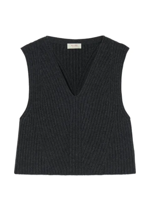 RETORI ribbed-knit V-neck vest Grey 04WKNTO173LS10